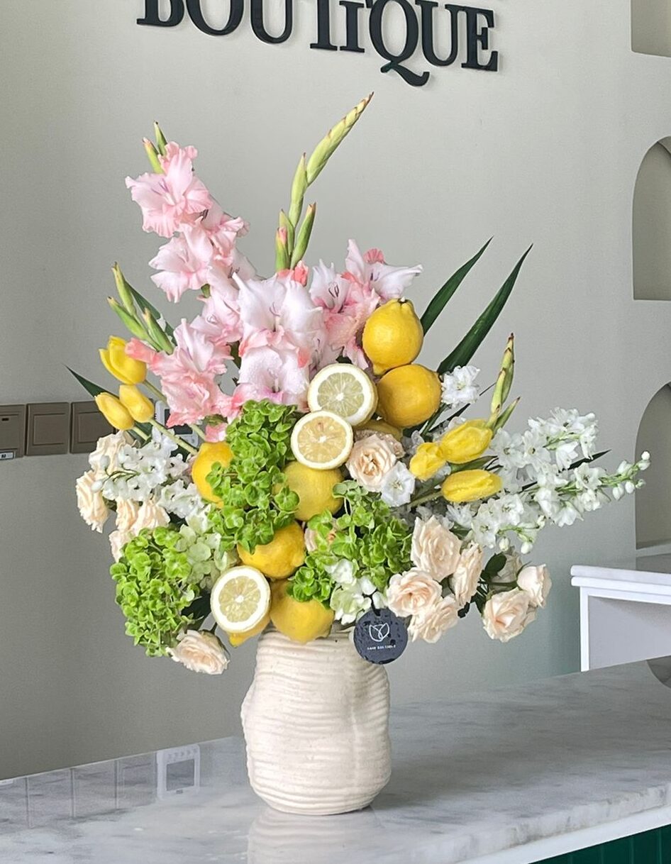 Green Hydrangeas and Lemon
