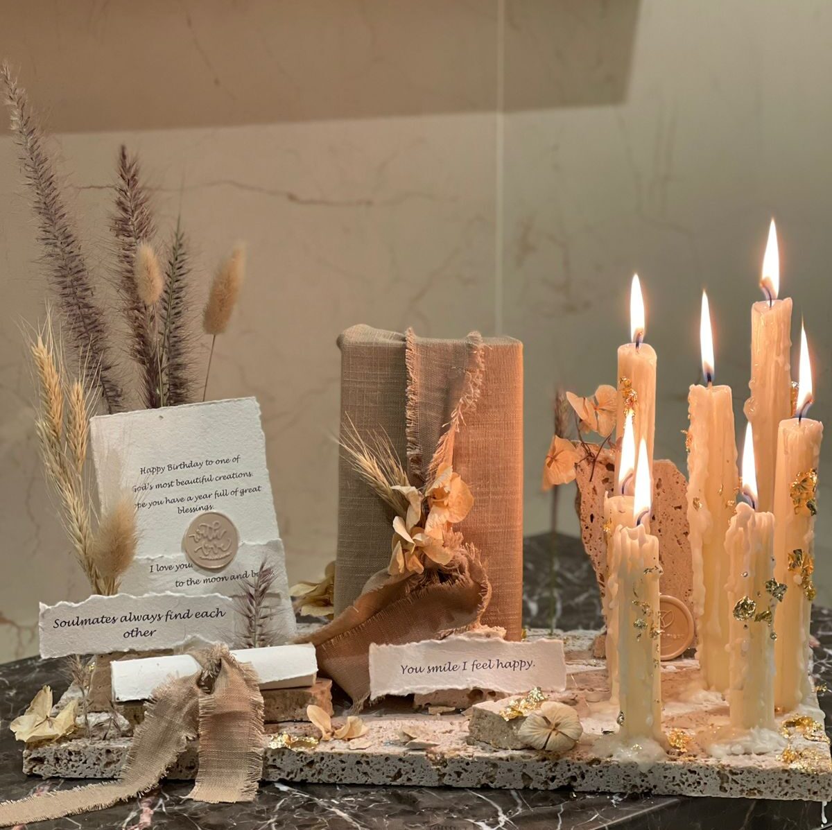 Marble Dried Flowers