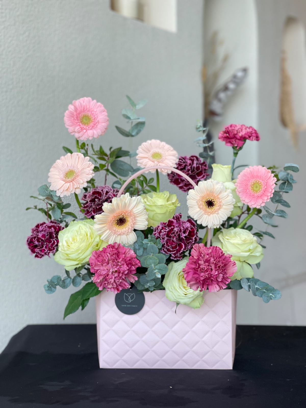 Pink Bag Vase Arrangement