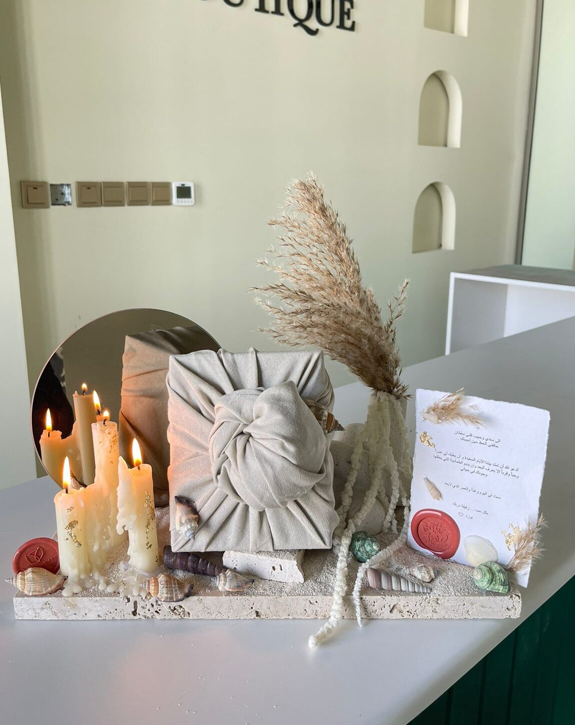 Seashells in a Marble Arrangement
