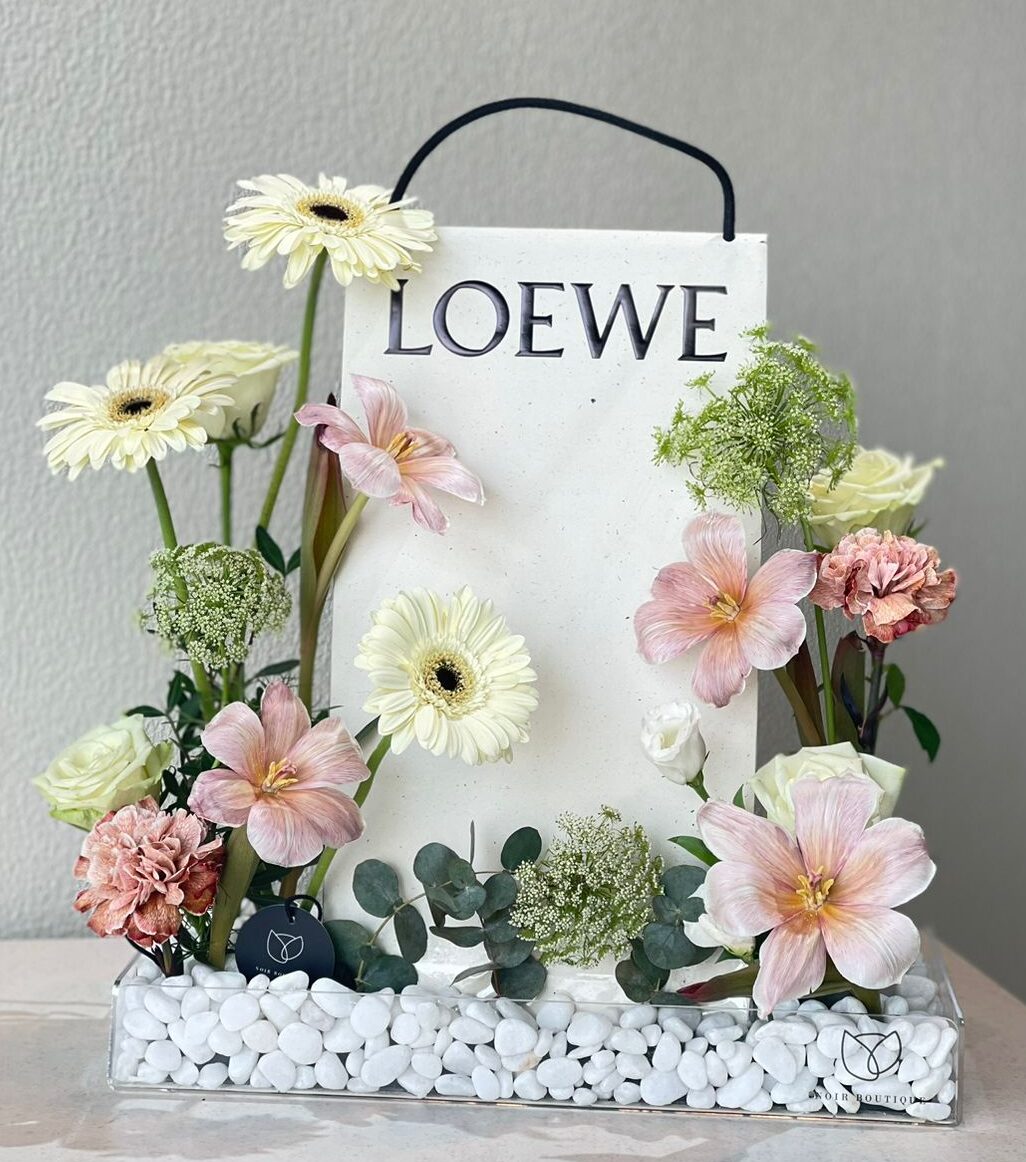 White Gerbera and Brown Tulips